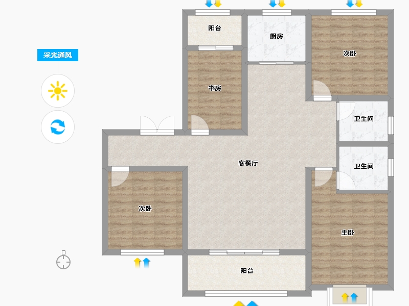 山西省-临汾市-中铁·富丽-114.95-户型库-采光通风