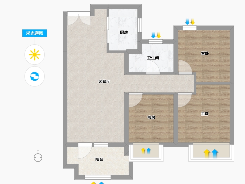 河北省-保定市-中冶未来城-63.95-户型库-采光通风