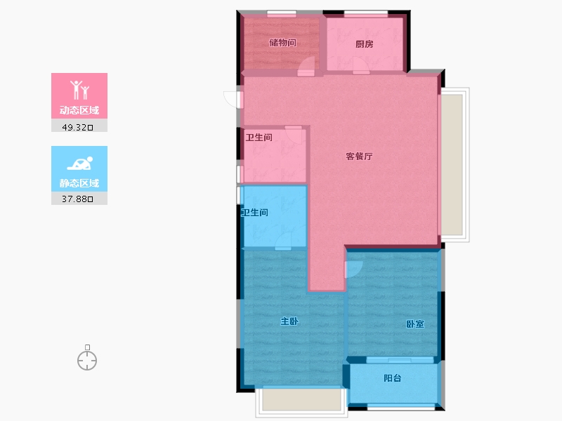 浙江省-宁波市-美的海畔云城-78.39-户型库-动静分区