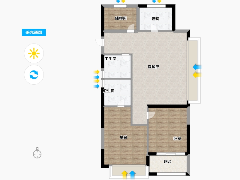 浙江省-宁波市-美的海畔云城-78.39-户型库-采光通风