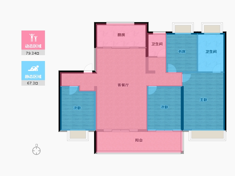 江苏省-南京市-硕和南园·悦庐-134.41-户型库-动静分区