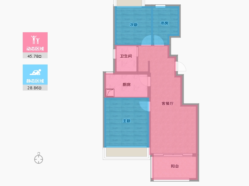 上海-上海市-天安象屿·西江悦-66.28-户型库-动静分区