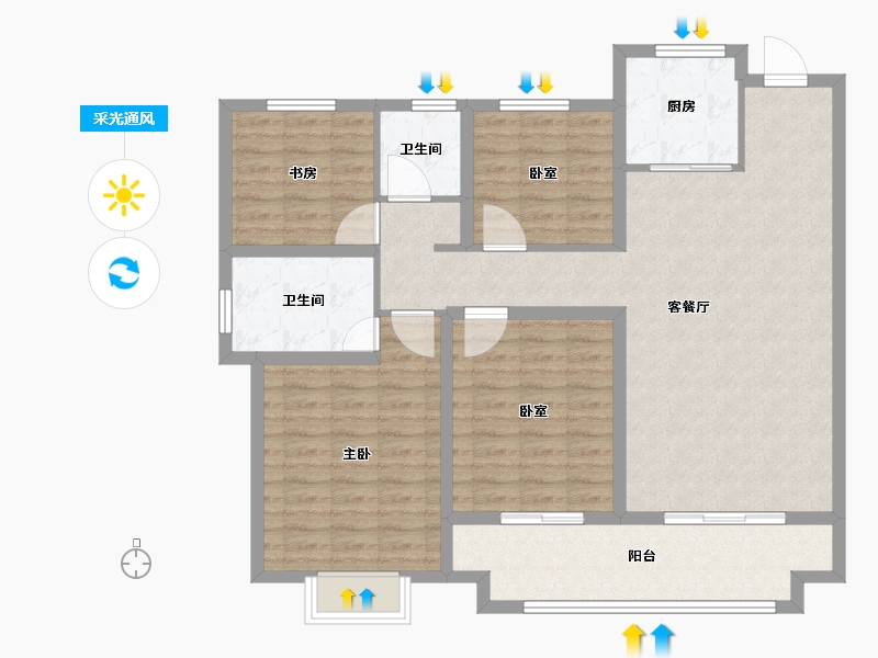 安徽省-安庆市-天顺·新地雅居-111.93-户型库-采光通风