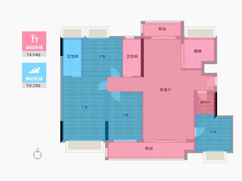 广东省-东莞市-华侨城云瑞府-121.00-户型库-动静分区