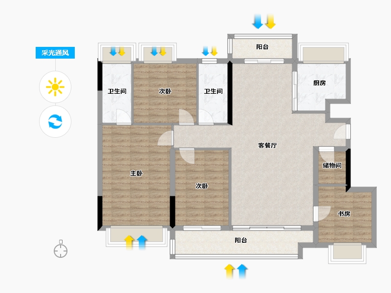 广东省-东莞市-华侨城云瑞府-121.00-户型库-采光通风