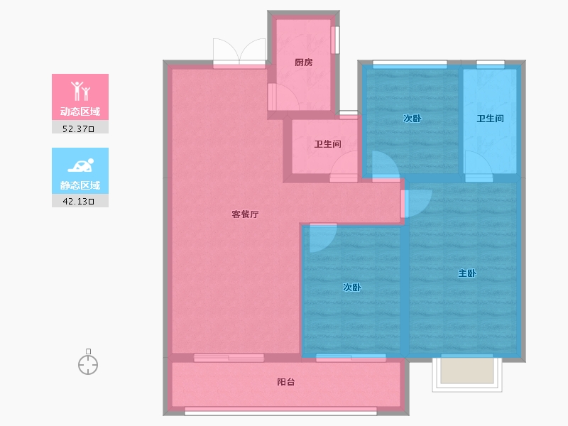 甘肃省-庆阳市-锦润名苑-84.63-户型库-动静分区