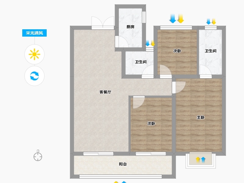 甘肃省-庆阳市-锦润名苑-84.63-户型库-采光通风