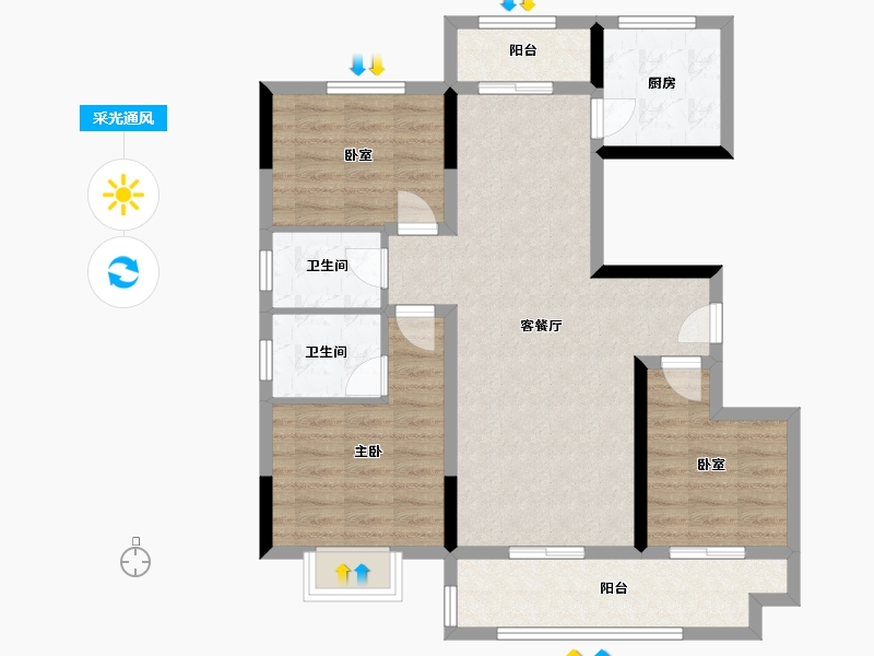 江西省-南昌市-汇仁欣光花园-87.20-户型库-采光通风