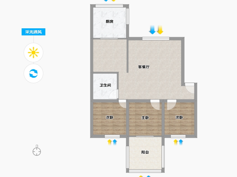 辽宁省-大连市-长春花园-77.35-户型库-采光通风