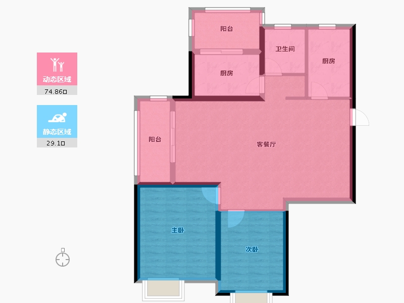 江苏省-南京市-北外滩水城·滨江雅园-93.93-户型库-动静分区