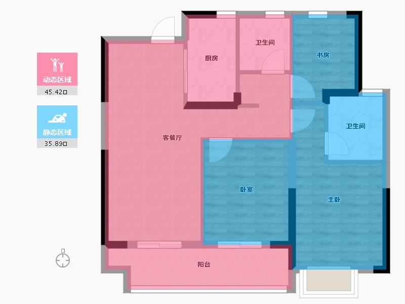 浙江省-宁波市-绿城·春风晴翠-72.42-户型库-动静分区