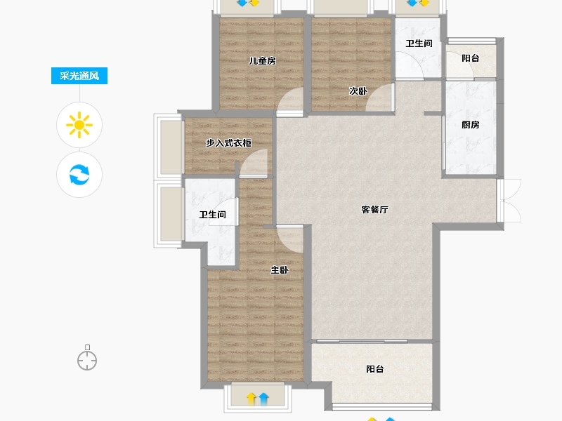 湖北省-宜昌市-宜昌中心紫宸府-113.61-户型库-采光通风