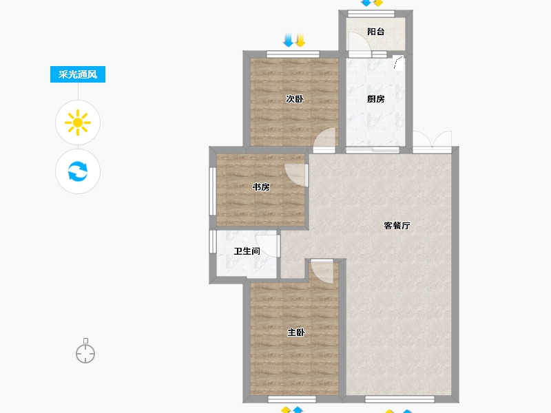 黑龙江省-哈尔滨市-锦秀·新华居-80.04-户型库-采光通风