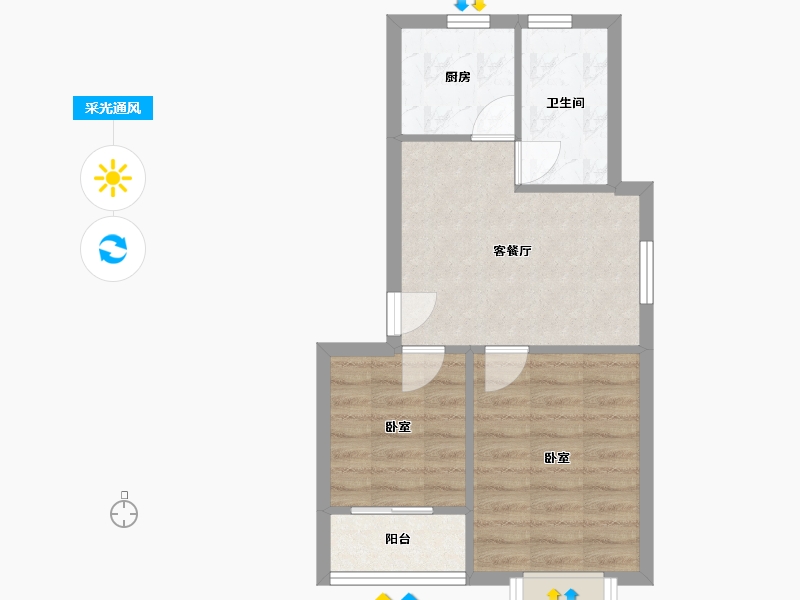 江苏省-南京市-仙居雅苑-45.60-户型库-采光通风