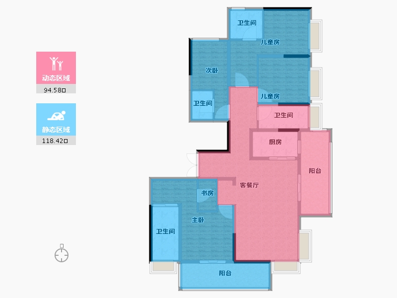 湖北省-宜昌市-宜昌中心紫宸府-192.00-户型库-动静分区