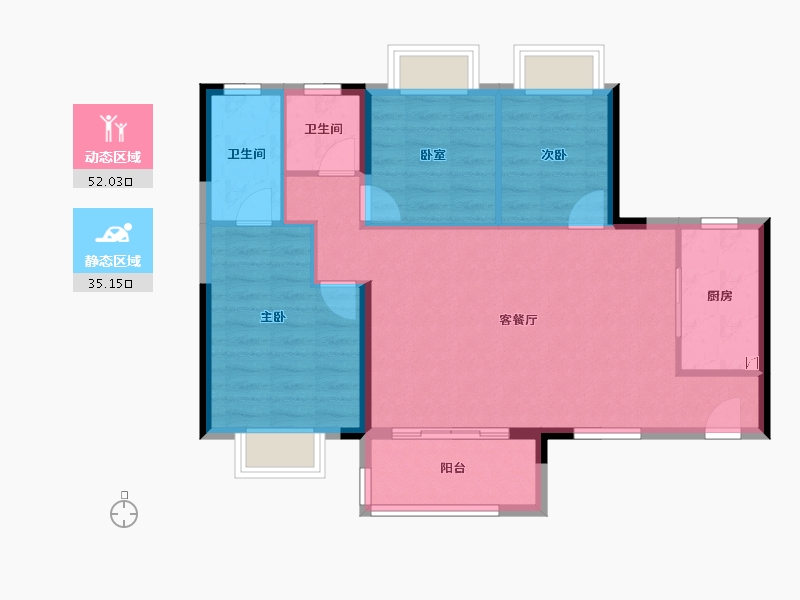 广东省-惠州市-海伦堡臻悦府-78.40-户型库-动静分区