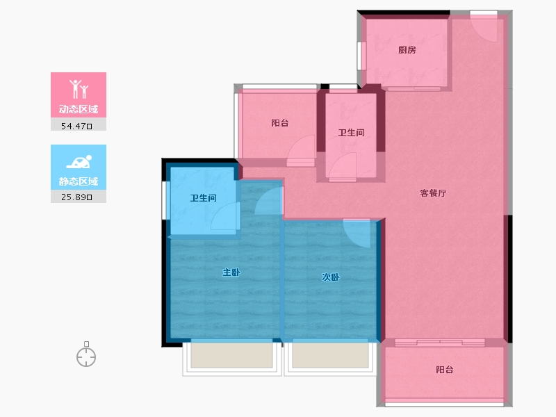 广东省-惠州市-碧桂园天熹-71.41-户型库-动静分区