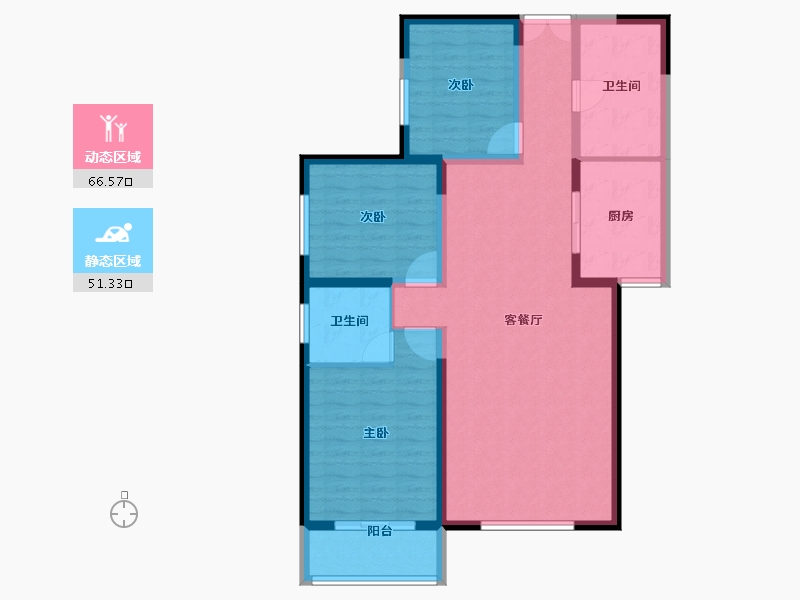 陕西省-咸阳市-秦建·东城丽景-106.00-户型库-动静分区