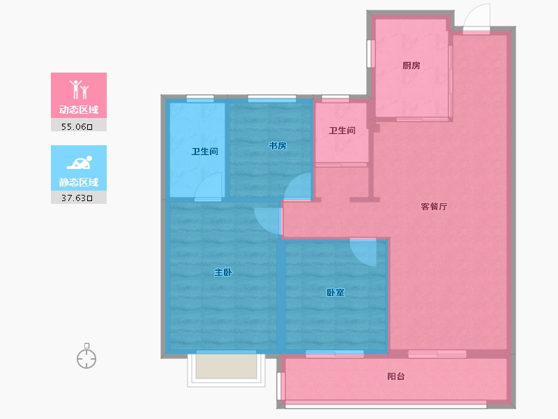 浙江省-宁波市-保利·和颂文华-84.00-户型库-动静分区