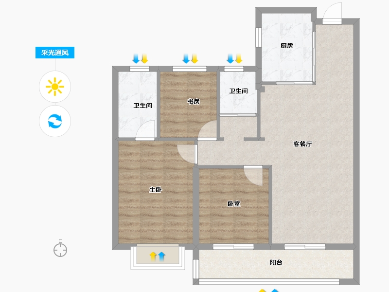 浙江省-宁波市-保利·和颂文华-84.00-户型库-采光通风