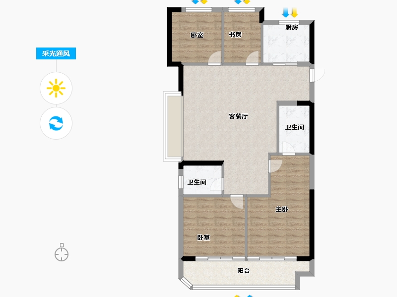 浙江省-宁波市-中交·蔚泱云城-96.00-户型库-采光通风