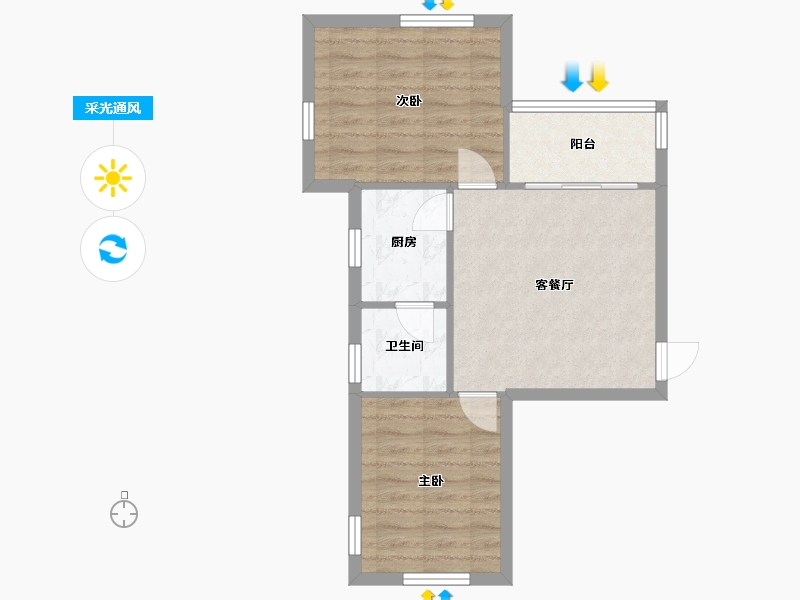 广东省-广州市-东园小区-57.40-户型库-采光通风