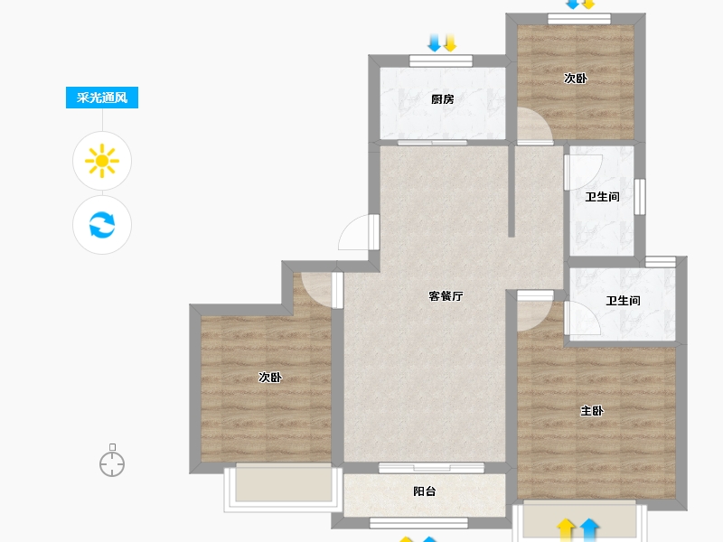 河北省-保定市-云海世家-71.74-户型库-采光通风