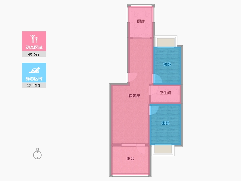 辽宁省-大连市-长春花园-54.89-户型库-动静分区