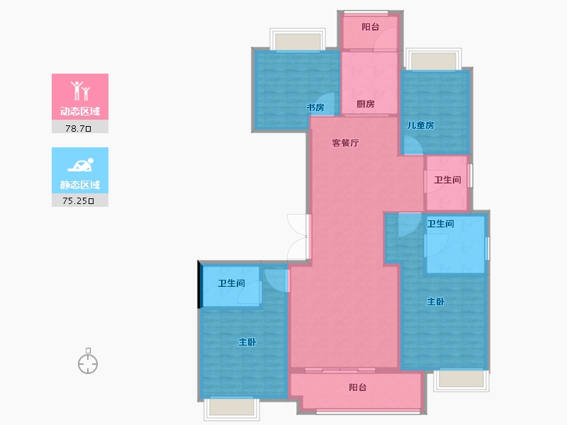 湖北省-宜昌市-宜昌中心紫宸府-140.00-户型库-动静分区