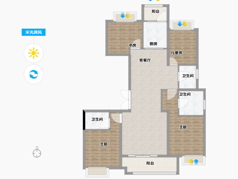 湖北省-宜昌市-宜昌中心紫宸府-140.00-户型库-采光通风