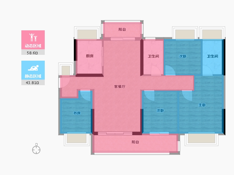 广东省-东莞市-华侨城云瑞府-91.29-户型库-动静分区