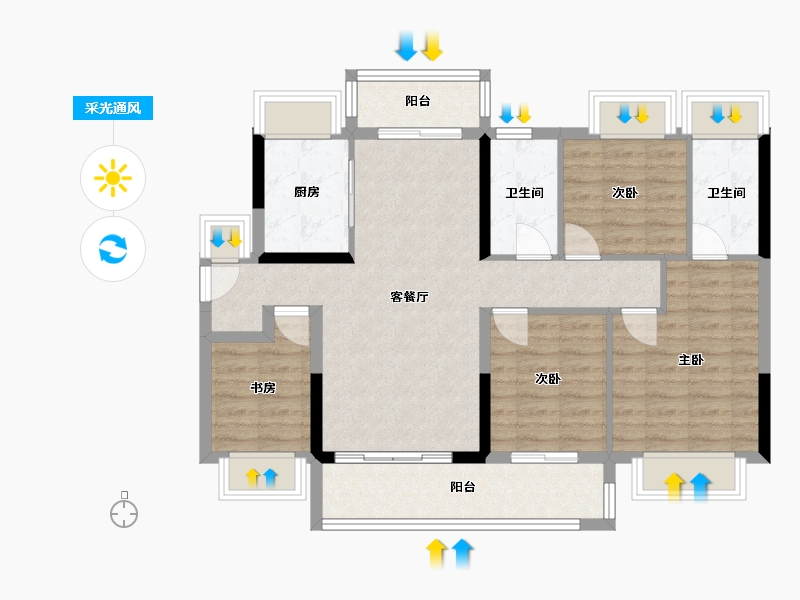 广东省-东莞市-华侨城云瑞府-91.29-户型库-采光通风