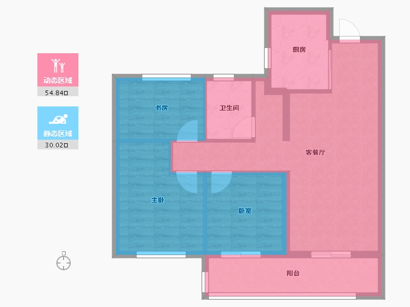 浙江省-宁波市-保利·和颂文华-75.98-户型库-动静分区