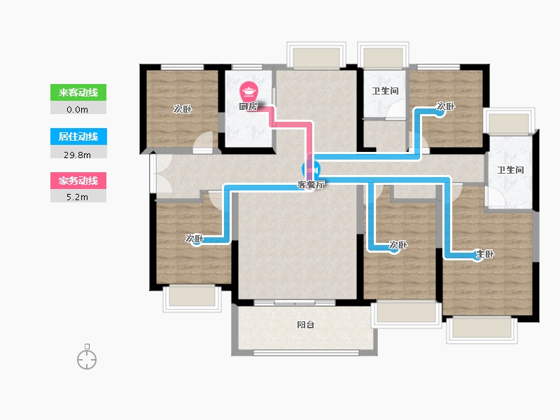 陕西省-咸阳市-宇宏健康花城-124.45-户型库-动静线