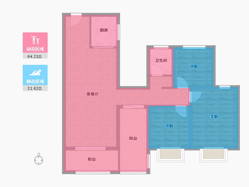 山西省-临汾市-功名·理想城-84.80-户型库-动静分区