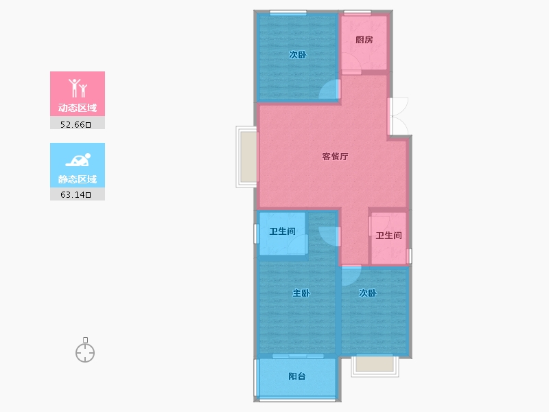 陕西省-咸阳市-秦建·东城丽景-104.01-户型库-动静分区