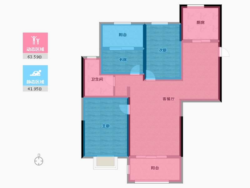 江苏省-南京市-北外滩水城·滨江雅园-93.60-户型库-动静分区