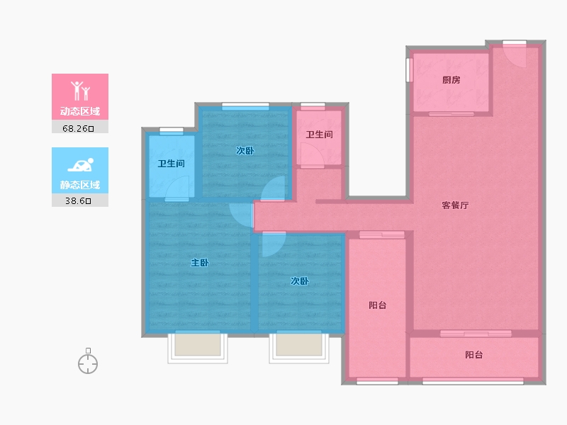 山西省-临汾市-功名·理想城-95.20-户型库-动静分区