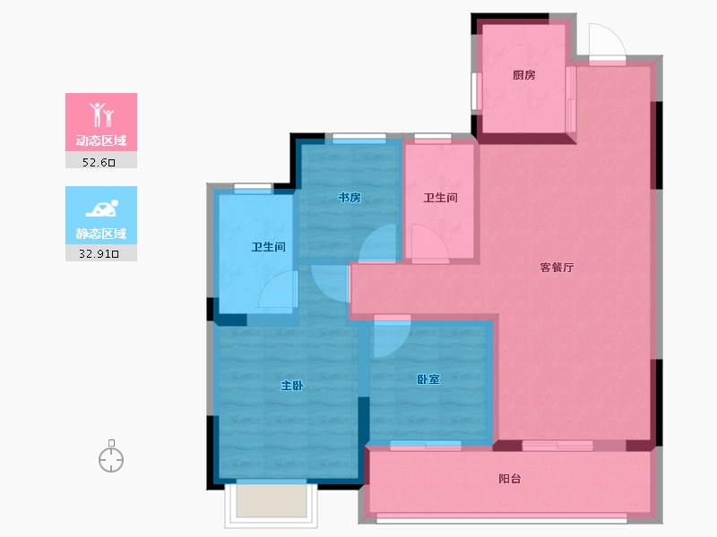 浙江省-宁波市-慧澜学府-76.00-户型库-动静分区