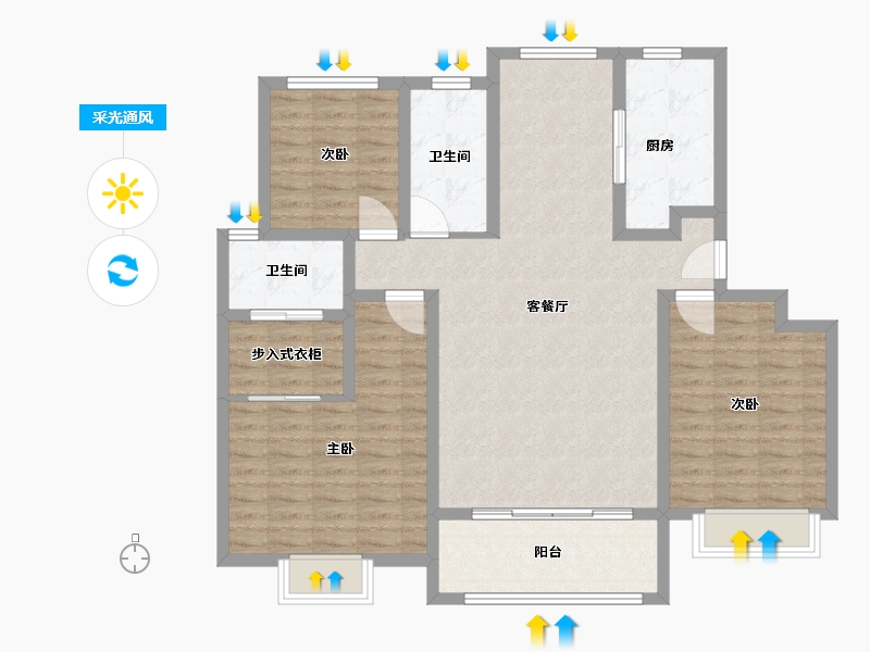 江苏省-苏州市-荣富里-112.00-户型库-采光通风