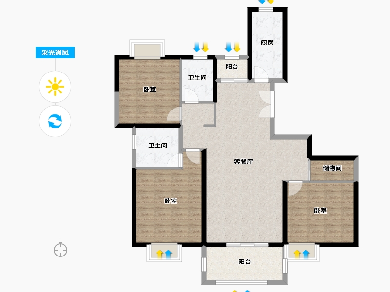 江西省-南昌市-聚贤雅苑-114.40-户型库-采光通风