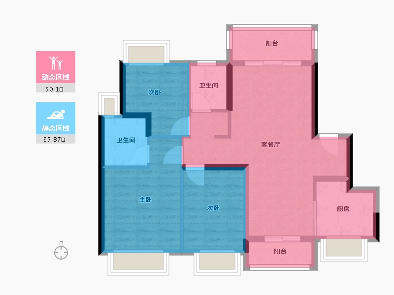 广东省-东莞市-华侨城云瑞府-76.38-户型库-动静分区