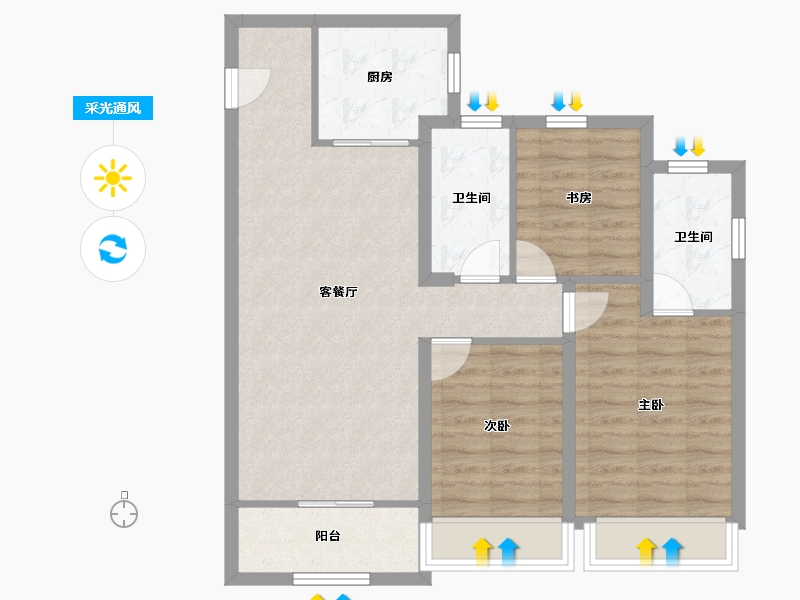 甘肃省-兰州市-绿城兰州诚园-80.65-户型库-采光通风