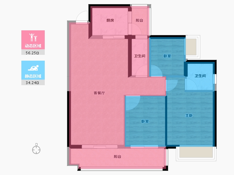 广西壮族自治区-南宁市-中路雅苑-80.86-户型库-动静分区