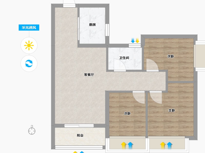 广东省-深圳市-华侨城九樾广场-66.00-户型库-采光通风