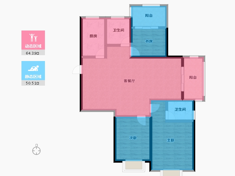 江苏省-南京市-北外滩水城·滨江雅园-102.53-户型库-动静分区