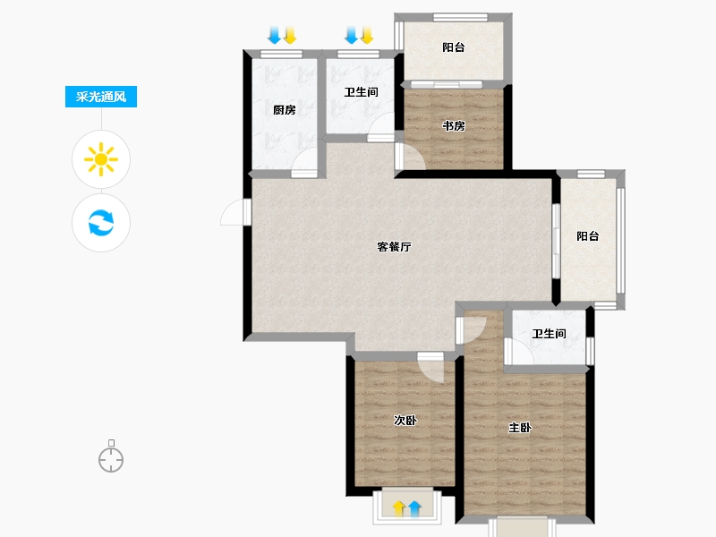 江苏省-南京市-北外滩水城·滨江雅园-102.53-户型库-采光通风