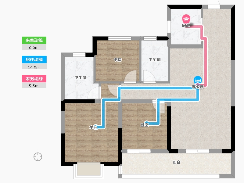 浙江省-宁波市-慧澜学府-88.00-户型库-动静线