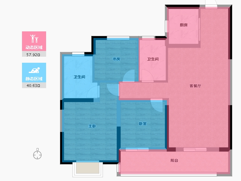 浙江省-宁波市-慧澜学府-88.00-户型库-动静分区