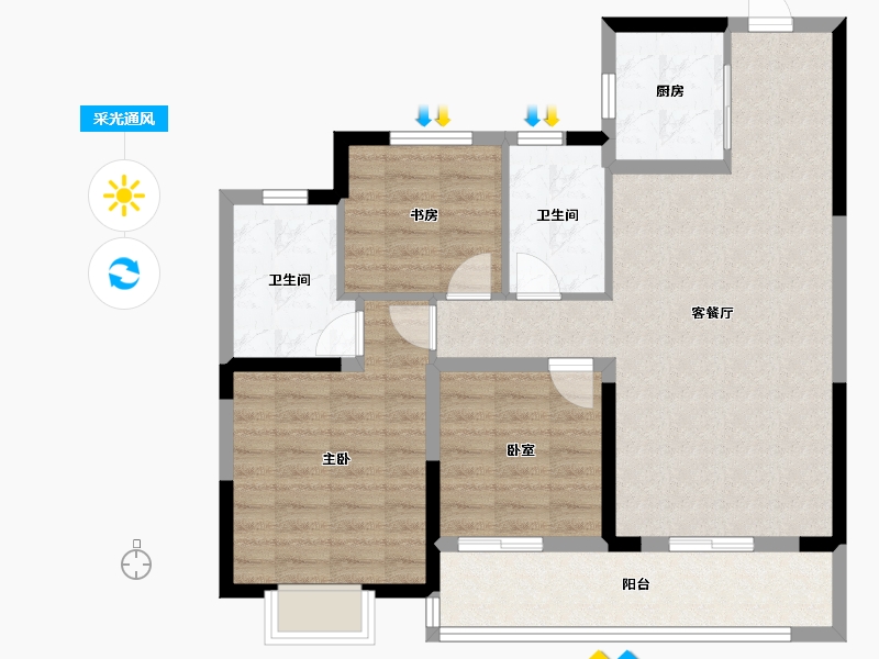 浙江省-宁波市-慧澜学府-88.00-户型库-采光通风